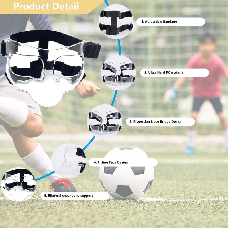 Fenduoer Nose Guard for Sports, Broken Nose, Adustable Face Mask with Foam Padding for Men and Women,Adult,Basketball,Baseball,Football,Softball Face Guard(Clear Full Face) - Image 3